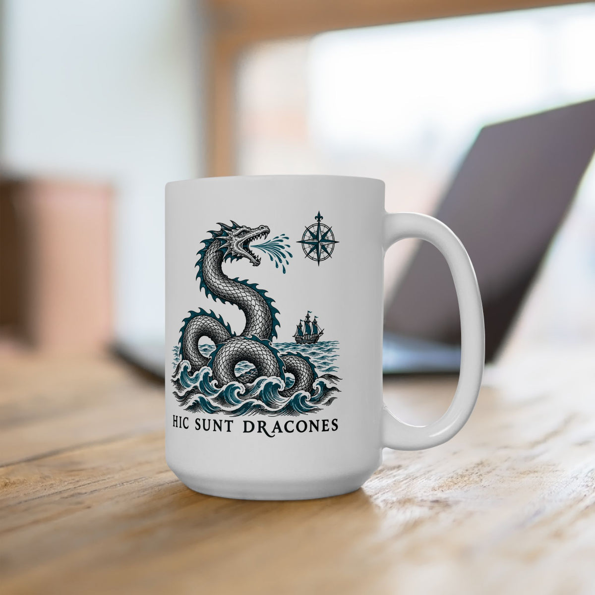Hic Sunt Dracones Sea Serpent Ceramic Mug, (11oz, 15oz)