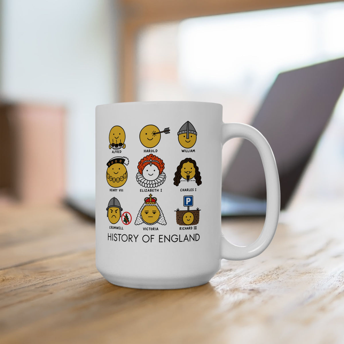 A Humorous History of England Grid Ceramic Mug, (11oz, 15oz)