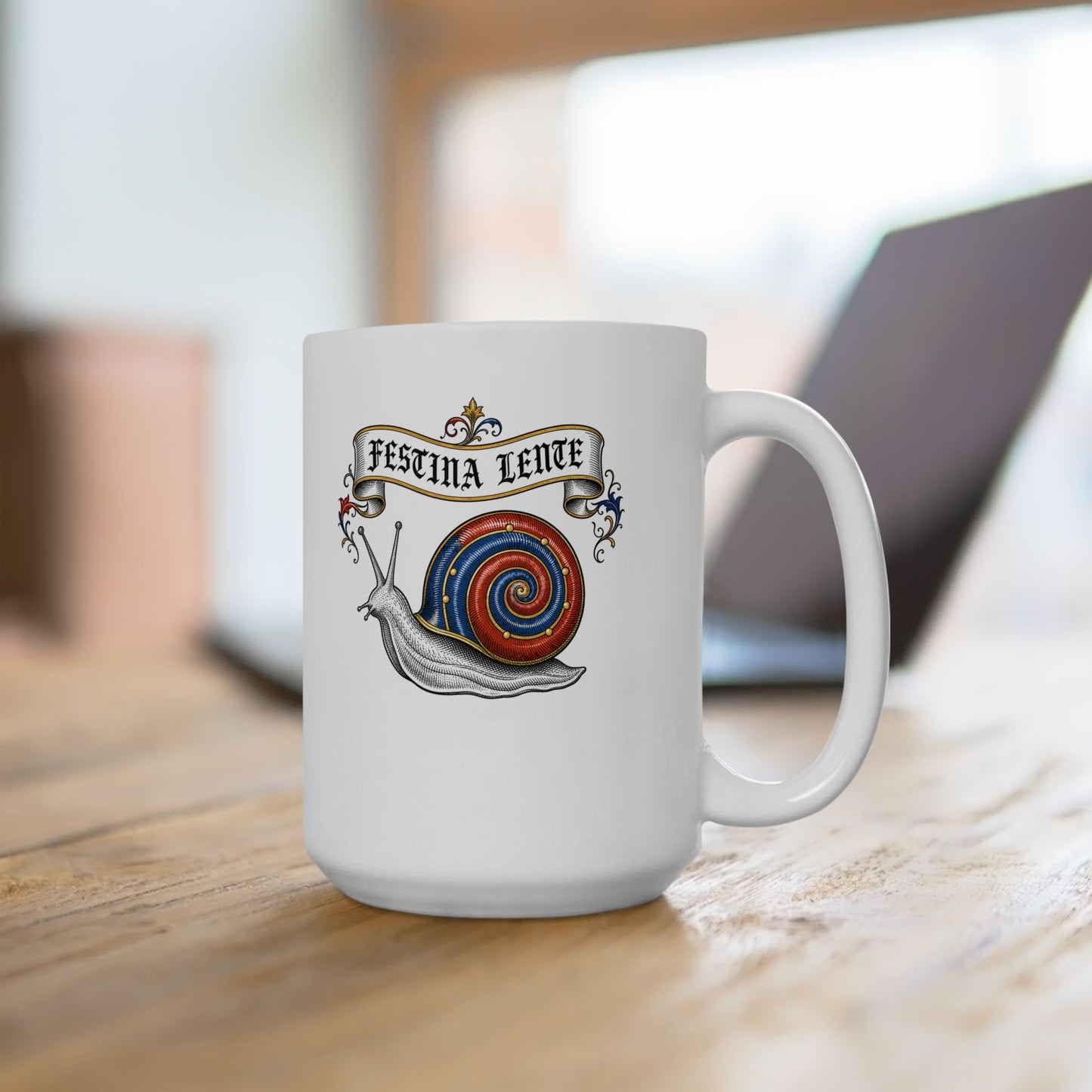 Hurry Slowly Snail Marginalia Ceramic Mug, (11oz, 15oz)