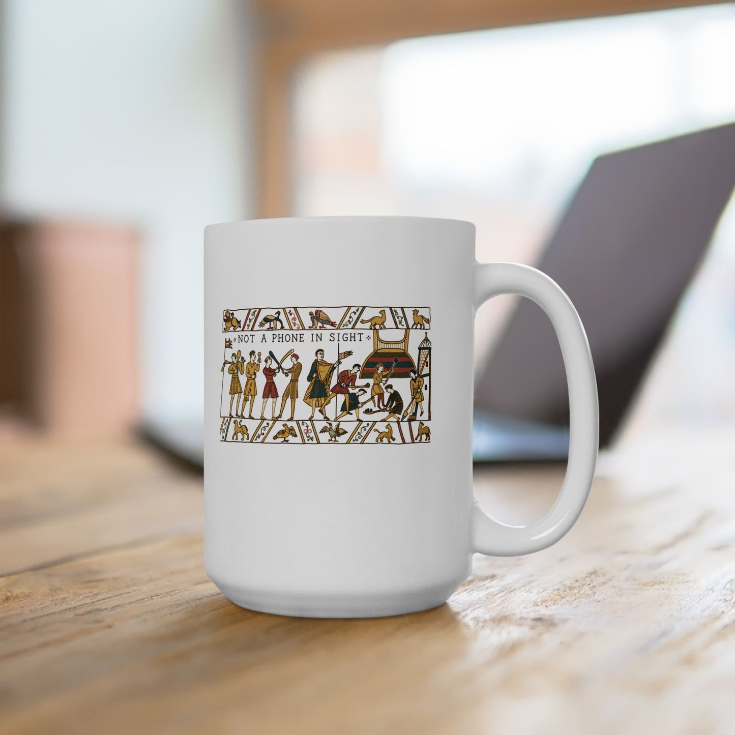Bayeux Tapestry Not a Phone in Sight Ceramic Mug, (11oz, 15oz)