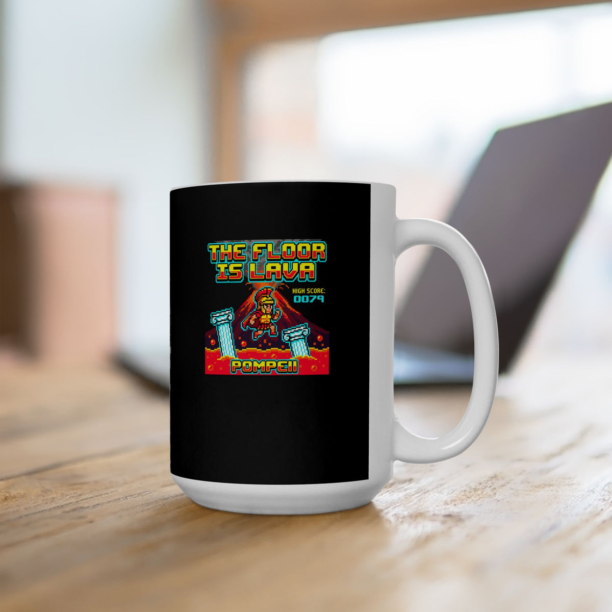 Pompeii Floor is Lava 8 Bit Ceramic Mug, (11oz, 15oz)