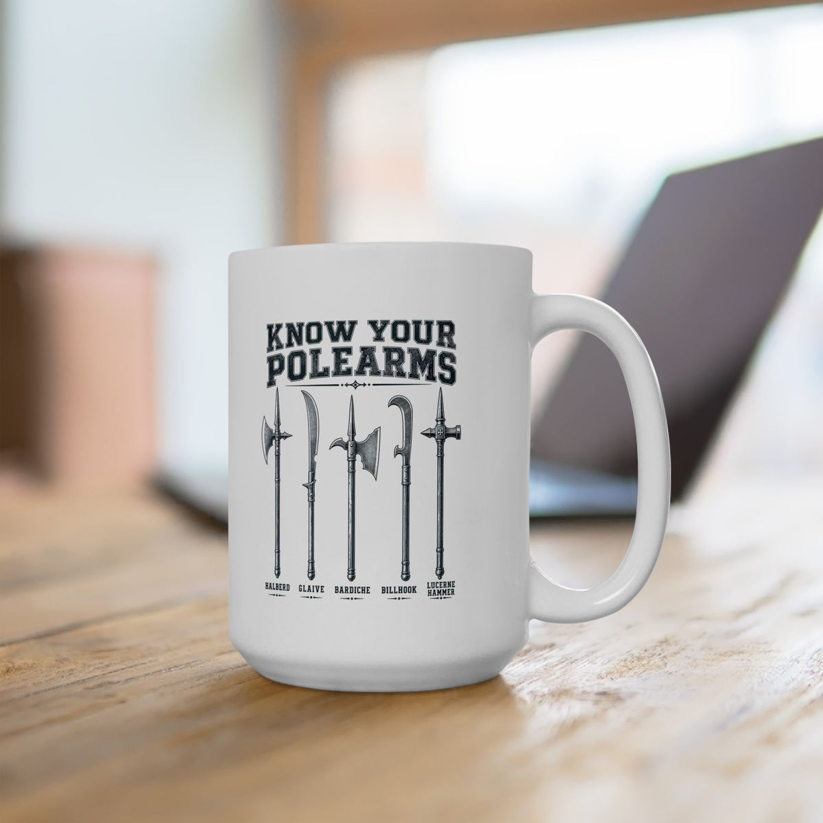 Know Your Polearms Medieval Weapons Ceramic Mug, (11oz, 15oz)