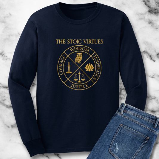 Stoic Virtues Wisdom Temperance Courage Justice Unisex Long Sleeve Tee