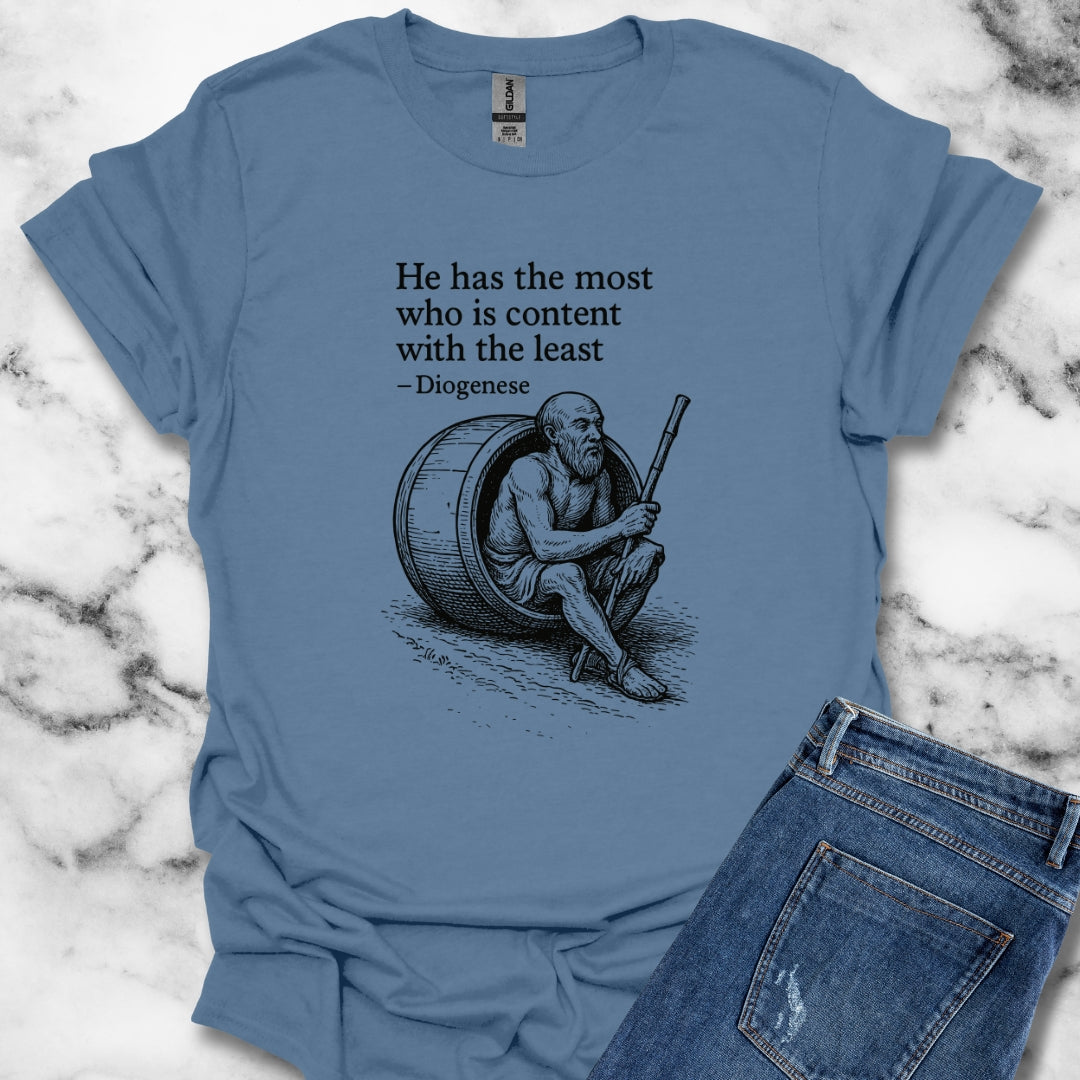 Diogenes Quote Content with the Least Unisex T-Shirt