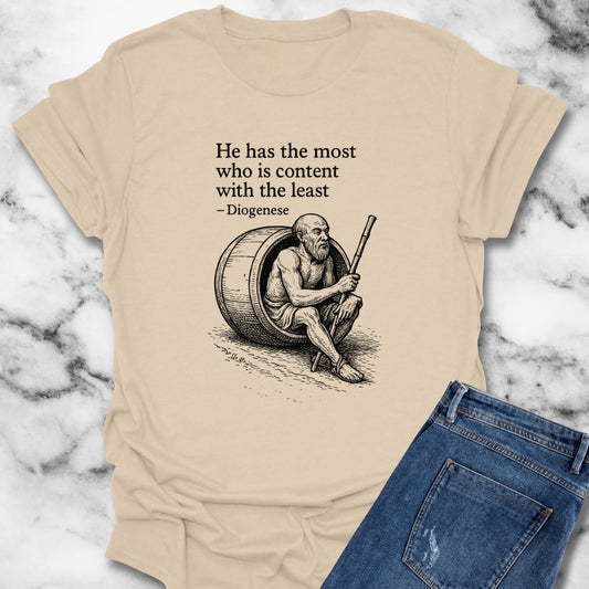 Diogenes Quote Content with the Least Unisex T-Shirt