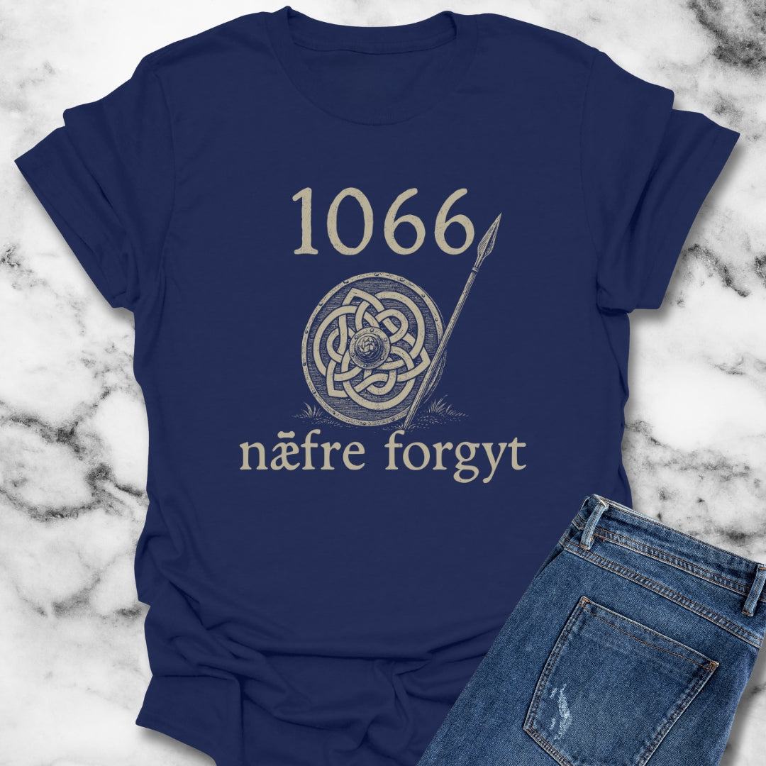 Hastings 1066 Never Forget in Old English Unisex Lightweight T-Shirt