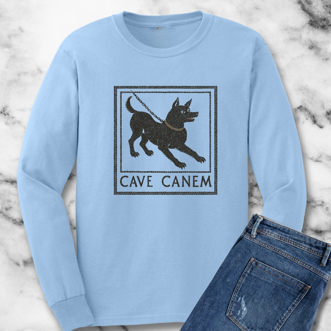Cave Canum Pompeii Beware of Dog Mosaic Unisex Long Sleeve Tee