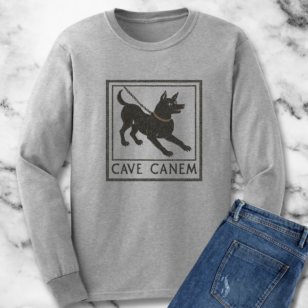 Cave Canum Pompeii Beware of Dog Mosaic Unisex Long Sleeve Tee