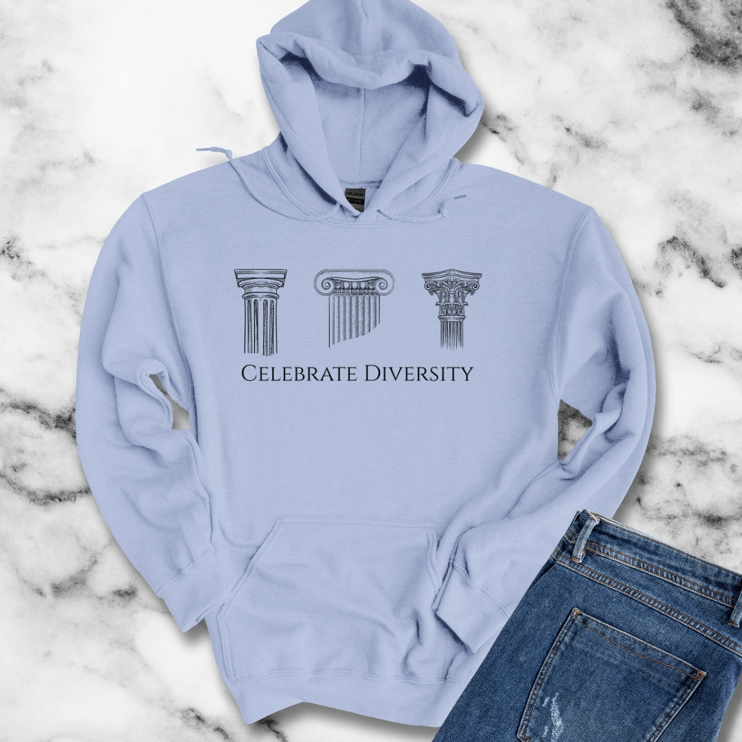 Celebrate Diversity Greek Columns Unisex Heavy Blend™ Hooded Sweatshirt