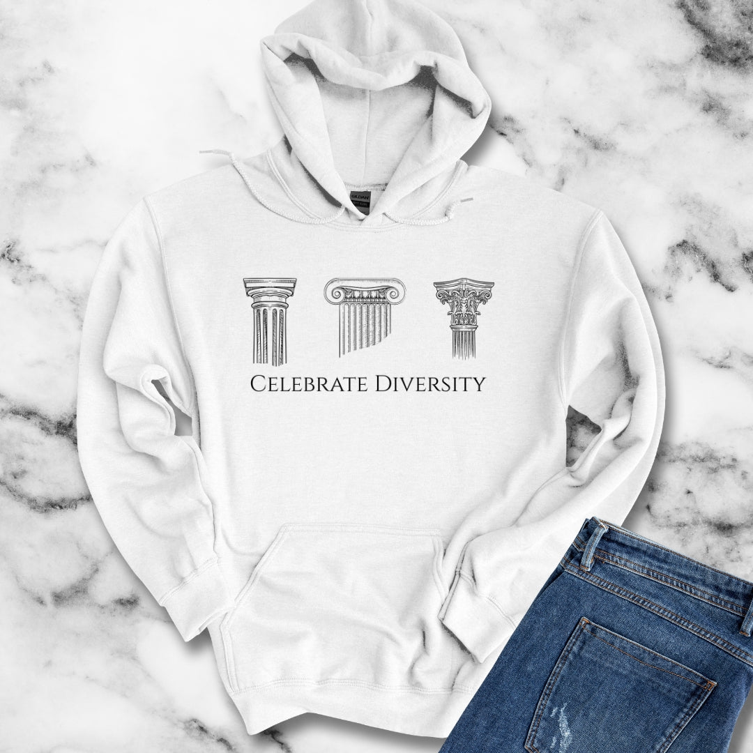 Celebrate Diversity Greek Columns Unisex Heavy Blend™ Hooded Sweatshirt