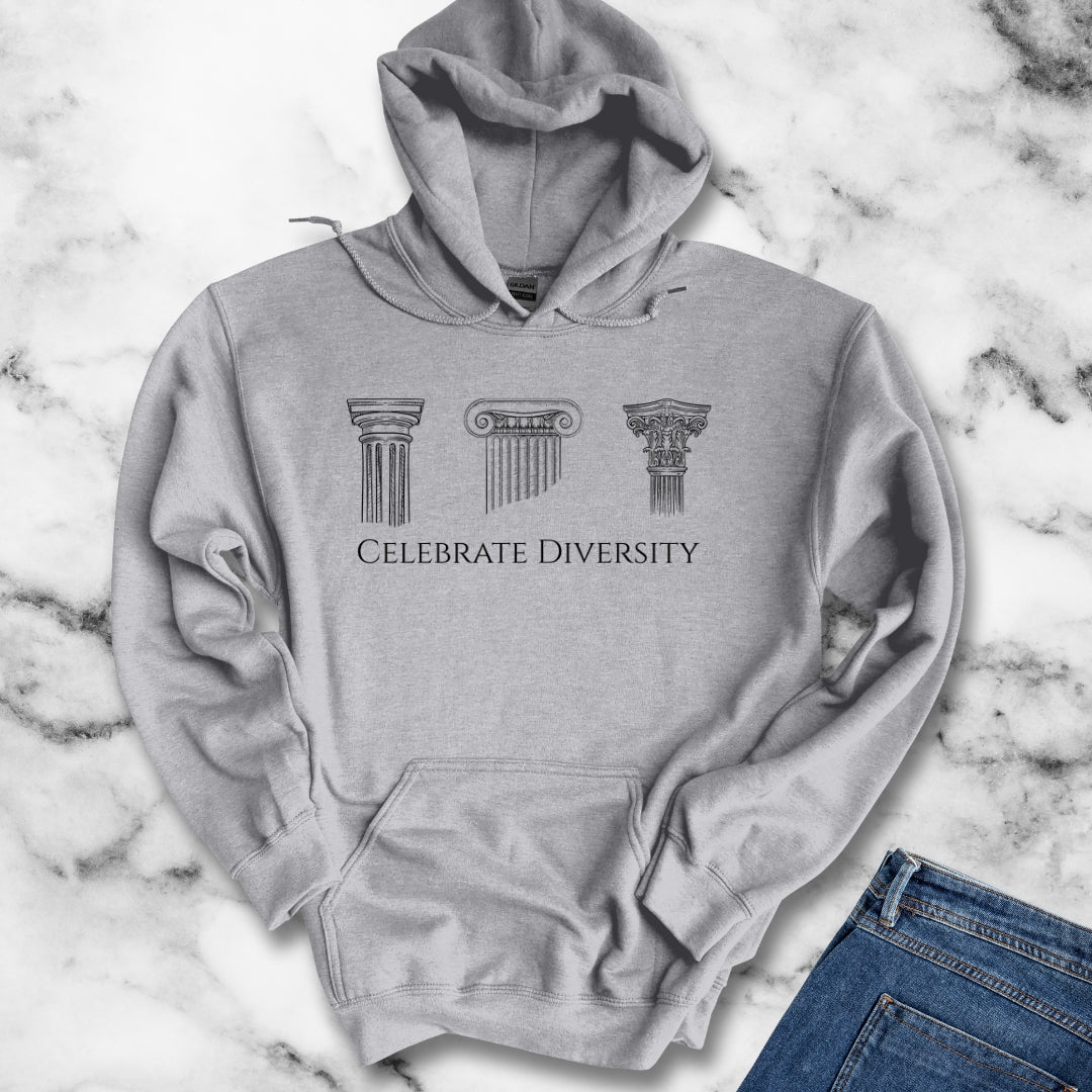 Celebrate Diversity Greek Columns Unisex Heavy Blend™ Hooded Sweatshirt