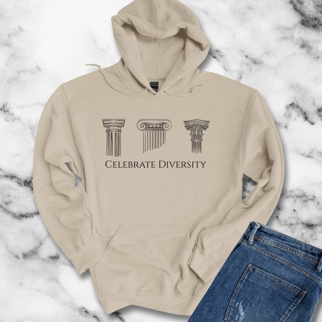 Celebrate Diversity Greek Columns Unisex Heavy Blend™ Hooded Sweatshirt