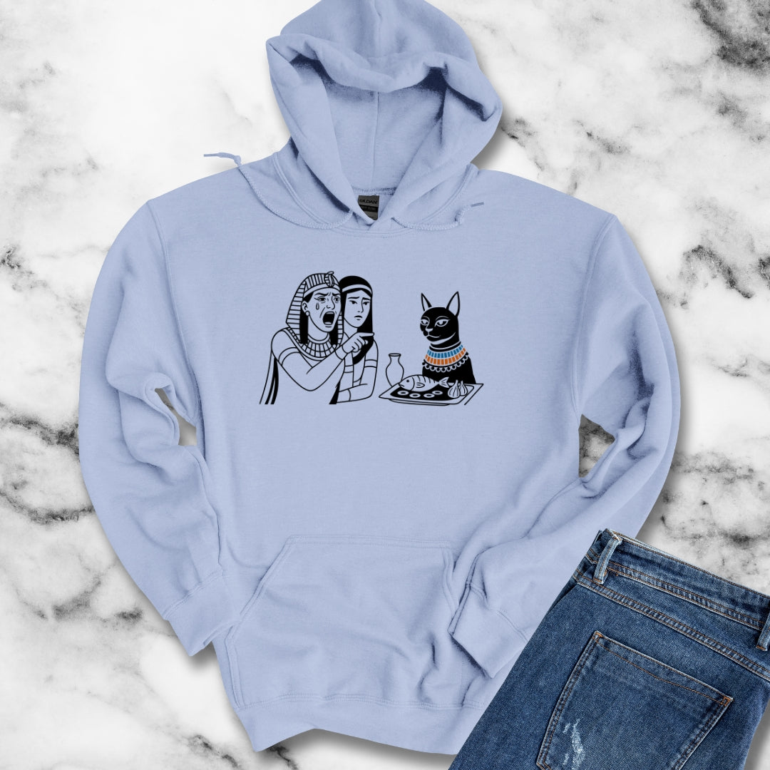 Egyptian Woman Yelling at a Cat Goddess Bastet Unisex Heavy Blend™ Hooded Sweatshirt