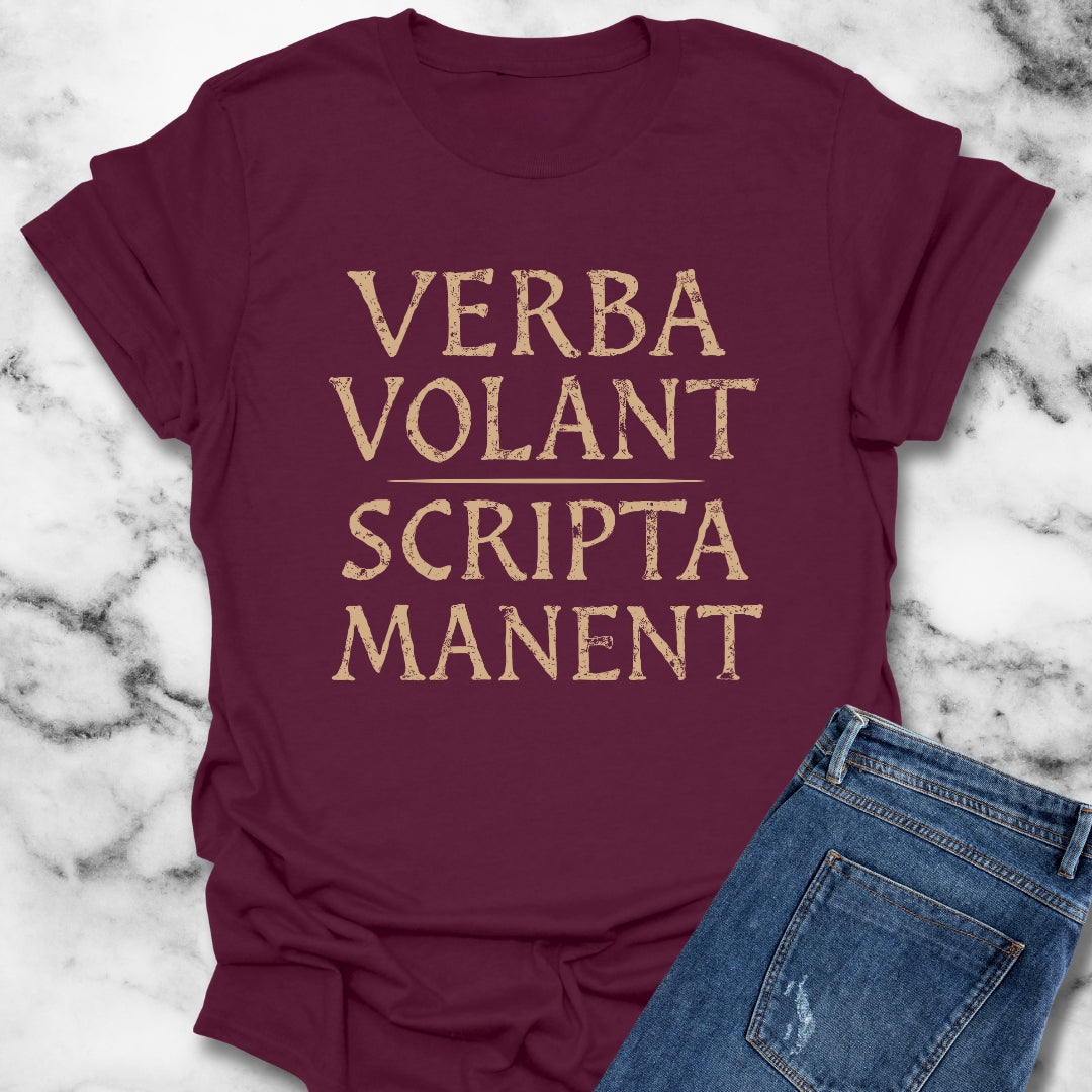 Latin Verba Volant Scripta Manent Written Words Remain Unisex Lightweight T-Shirt