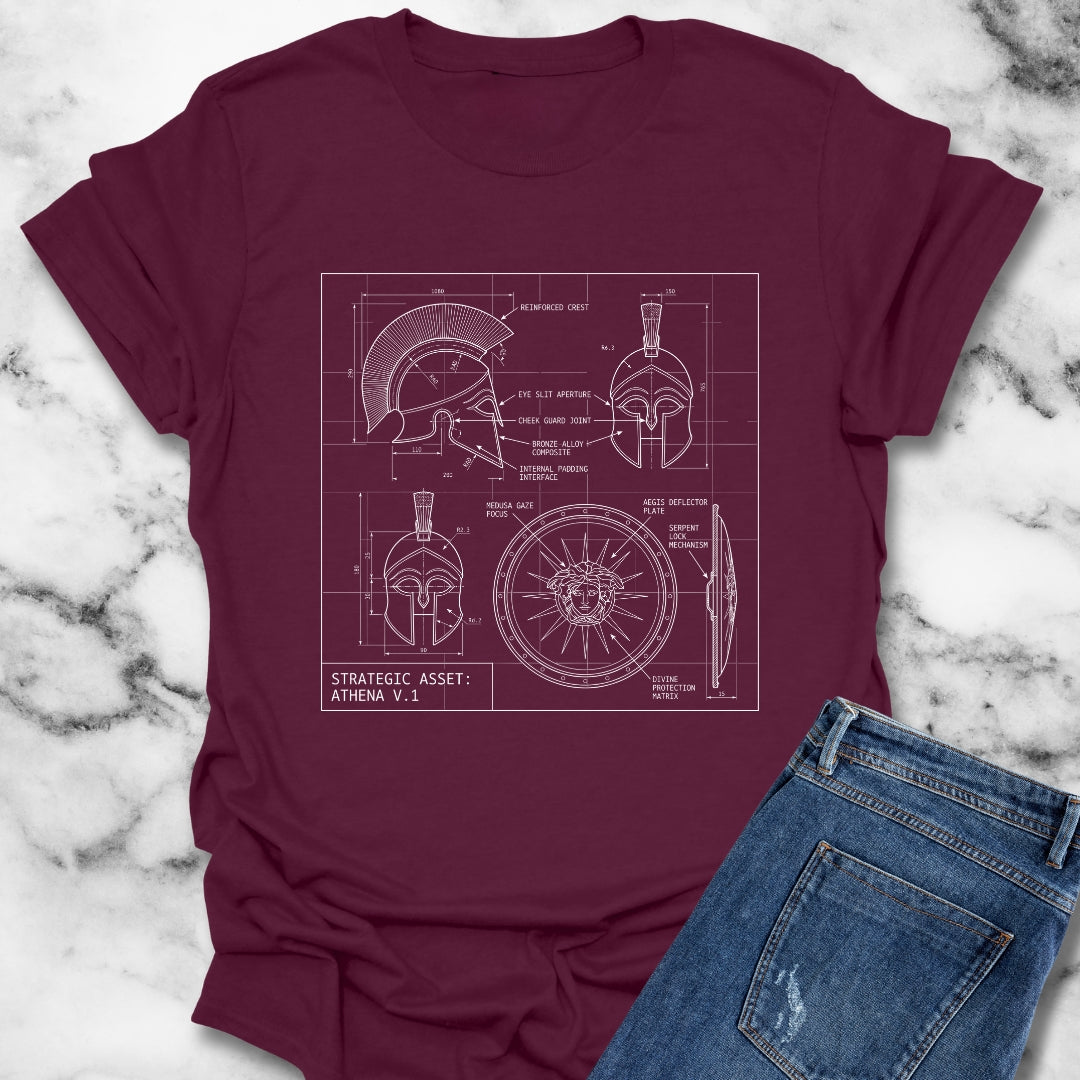 Athena Helmet Aegis Shield Schematic T-Shirt