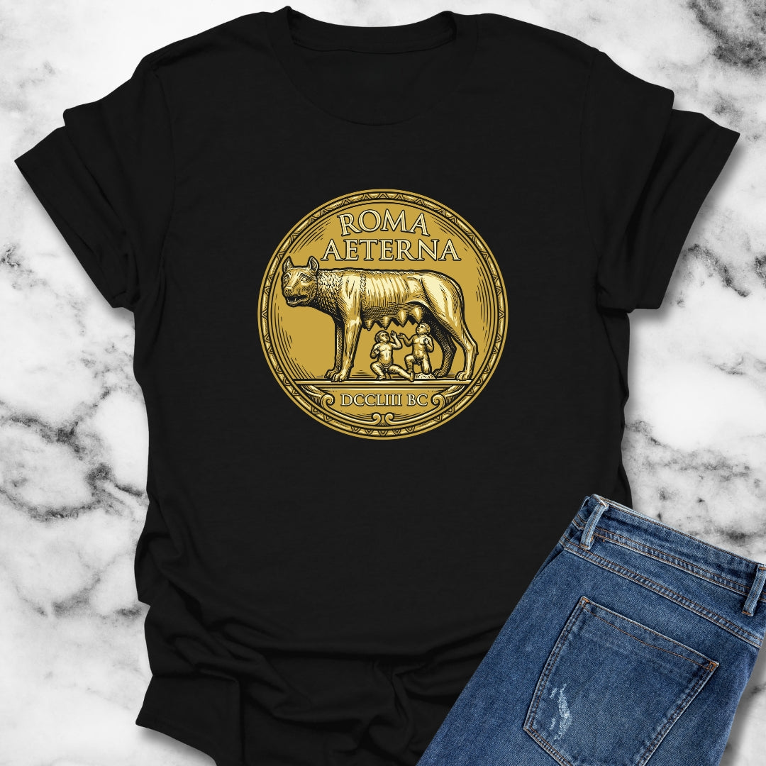 Roma Aeterna She Wolf Coin T-Shirt