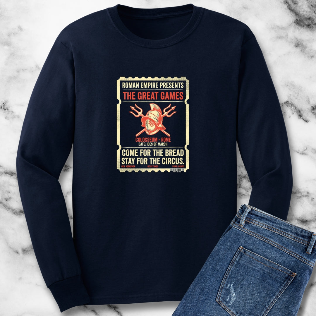 Colosseum Gladiator Ticket Bread Circuses Long Sleeve Tee
