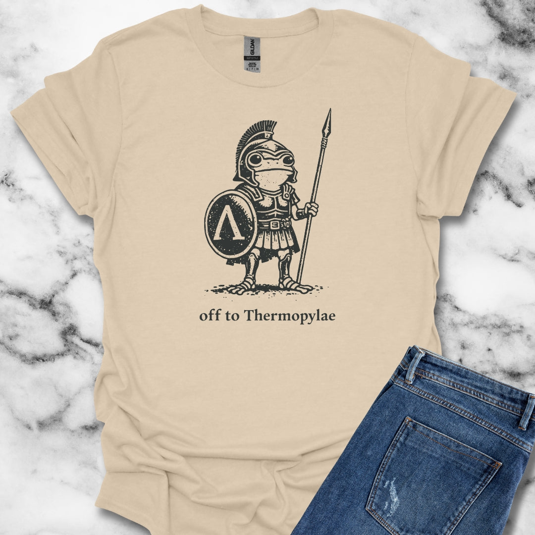 Hoplite Spartan Frog Off to Thermopylae Unisex Lightweight T-Shirt