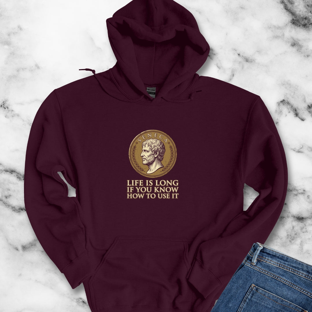 Seneca Life Is Long Quote Coin Hoodie Sweatshirt