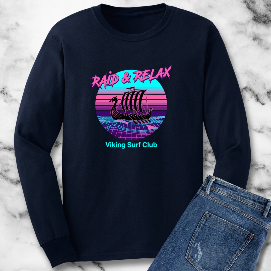 Viking Surf Club Raid & Relax Vaporwave Long Sleeve Tee
