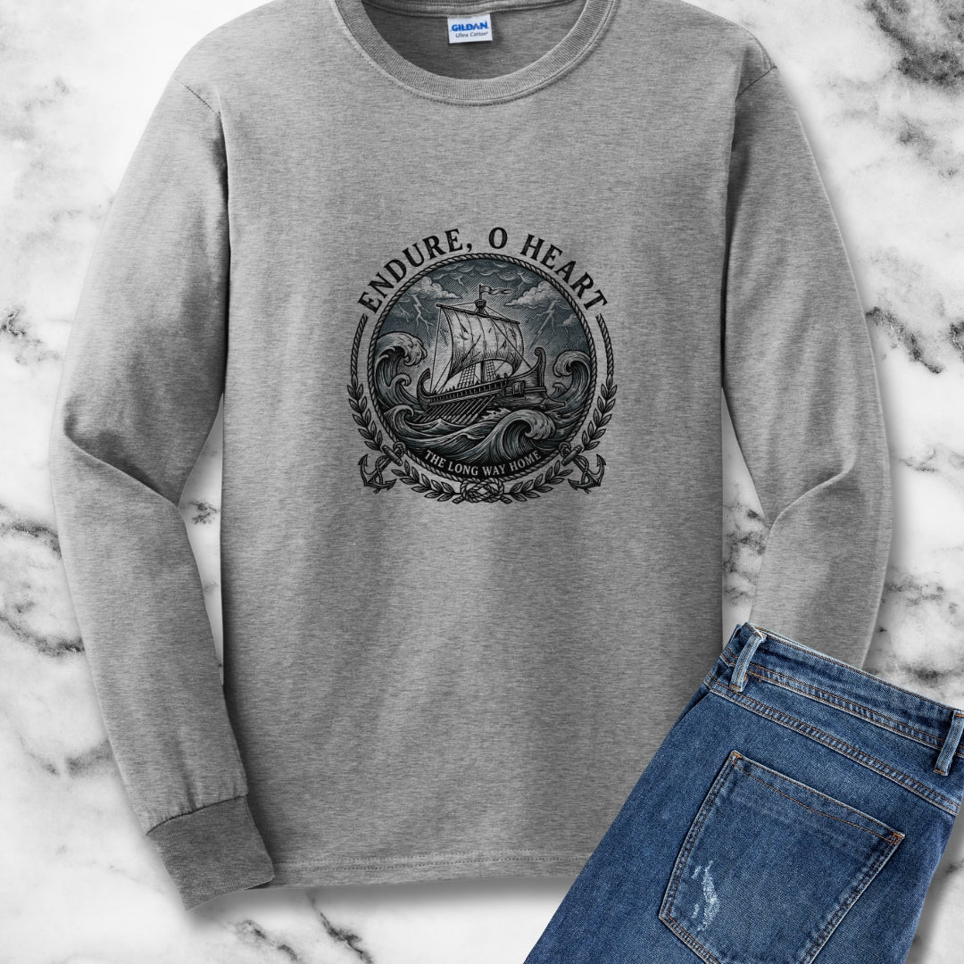 Odysseus Endure o Heart Quote Long Sleeve Tee