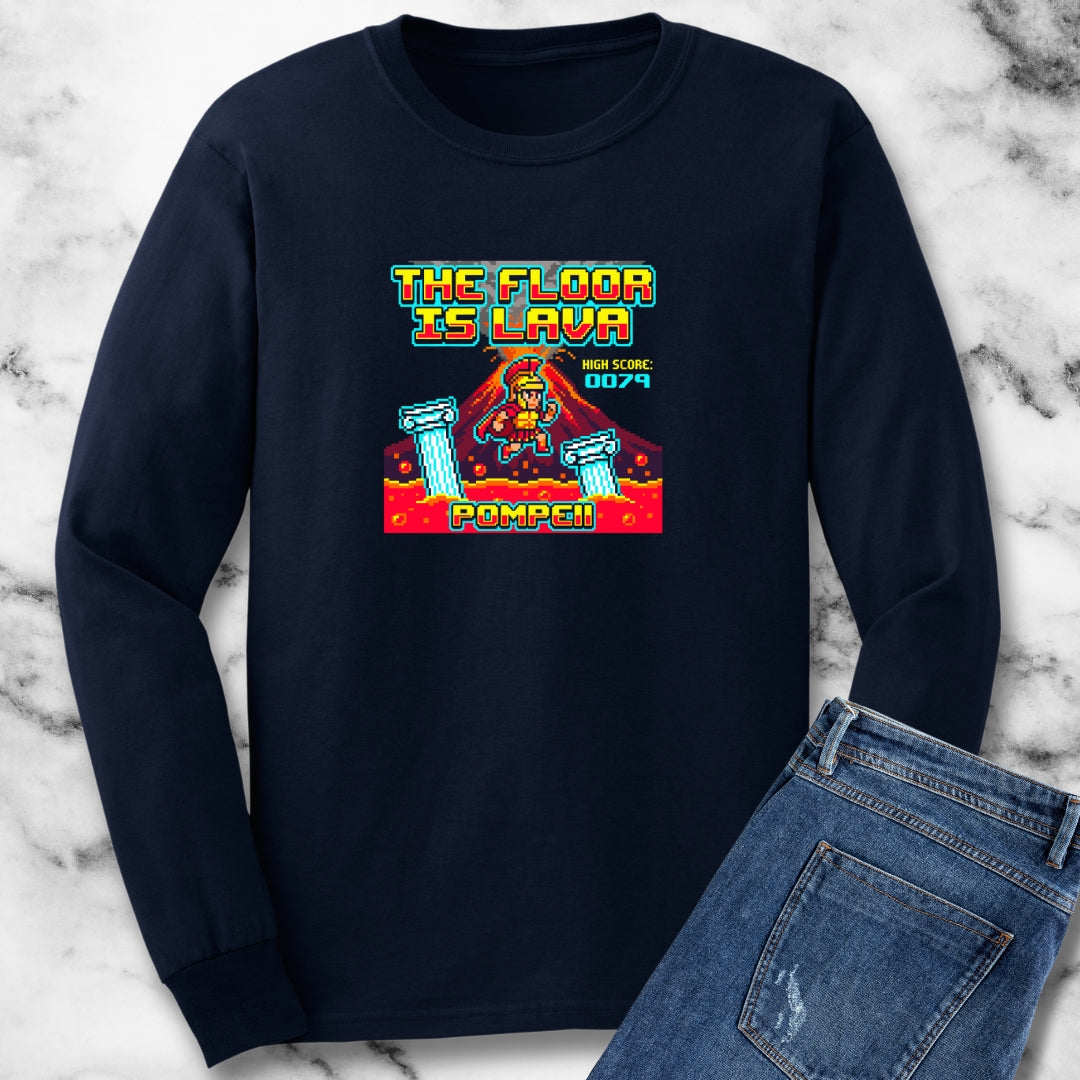 Pompeii Floor is Lava 8 Bit Long Sleeve Tee