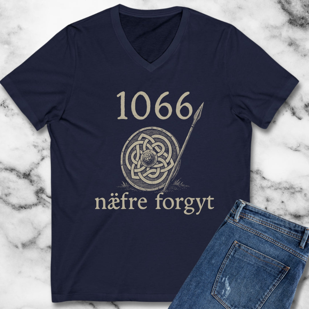 Hastings 1066 Never Forget in Old English V-Neck