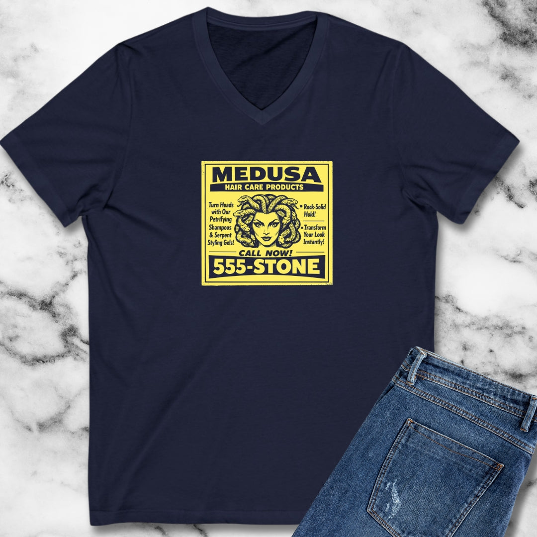 Medusa Hair Care Products Vintage Ad Style V-Neck