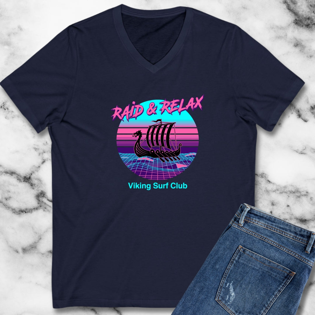 Viking Surf Club Raid & Relax Vaporwave V-Neck