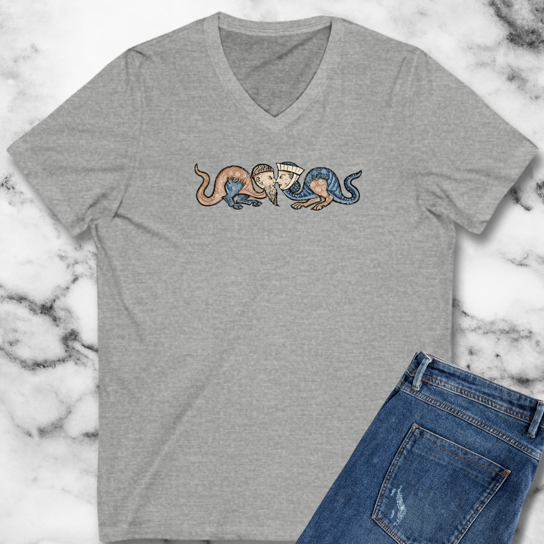 Monk vs Noble Woman Strange Creatures Medieval Marginalia V-neck