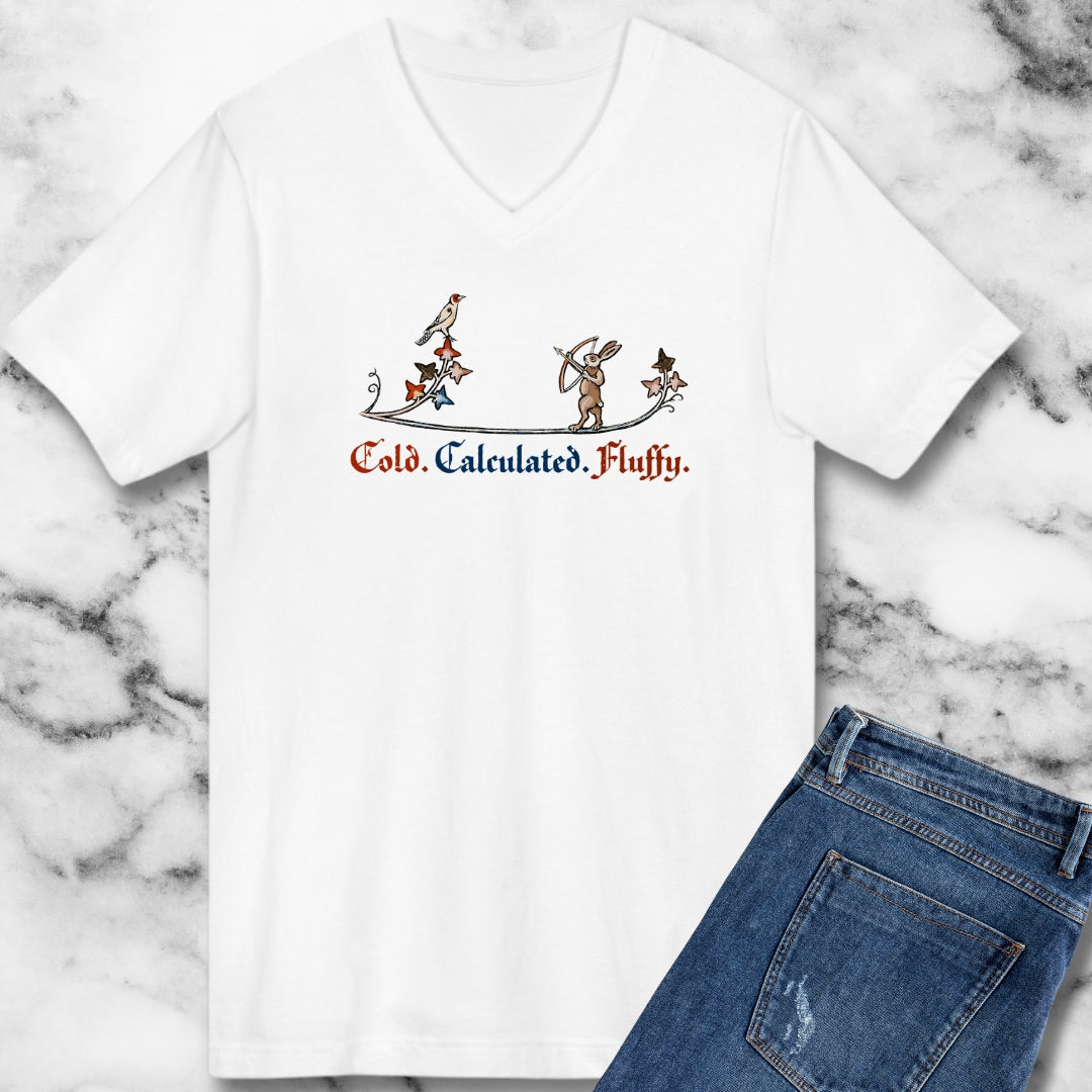 Cold Calculated Fluffy Rabbit Archer Medieval Marginalia V-neck