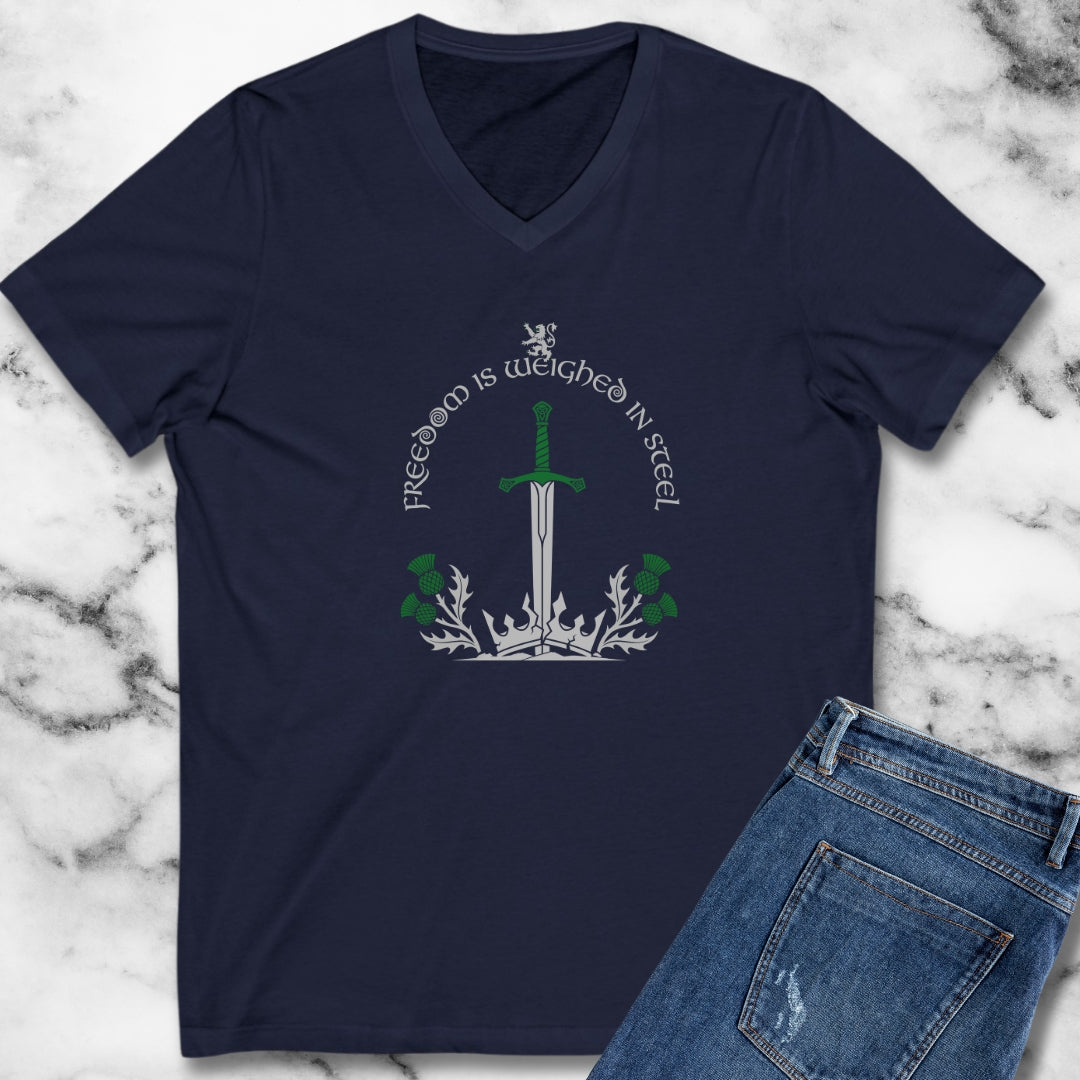 Scottish Freedom is Weighed in Steel V-neck