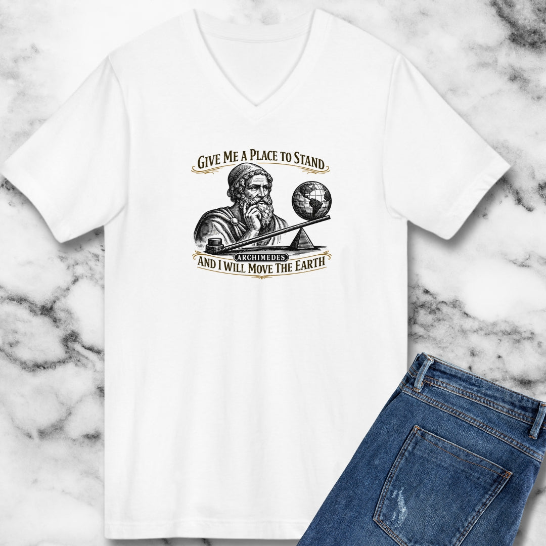Archimedes Move Earth Quote V-neck