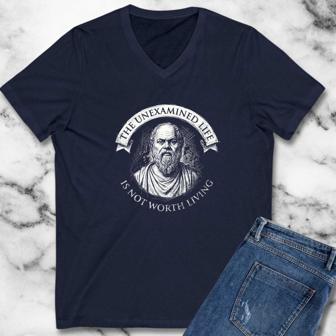 Socrates An Unexamined Life Is Not Worth Living Quote V-Neck
