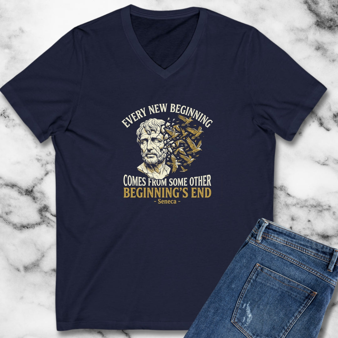 Seneca Every New Beginning Quote V-Neck