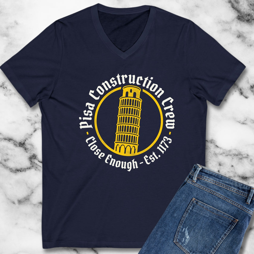 Pisa Construction Crew Leaning Tower V-Neck