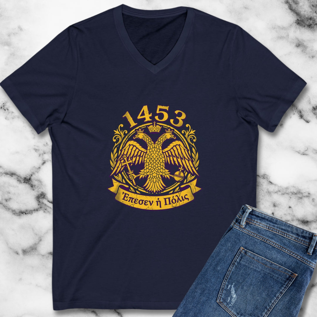 1453 City has Fallen in Greek V-Neck