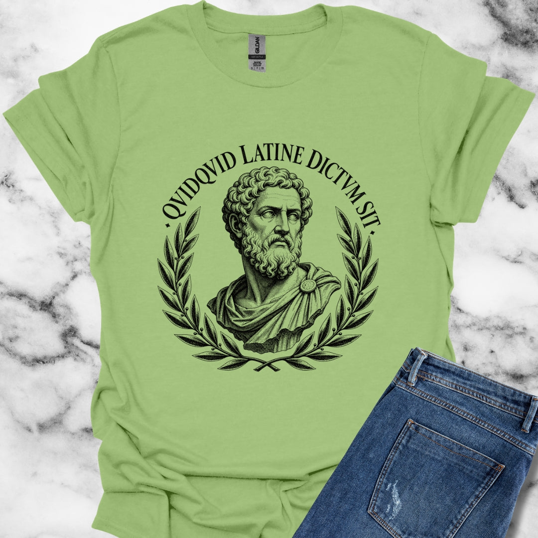 QuidQuid Latine Dictum Sit Statue Sounds Good Latin T-Shirt