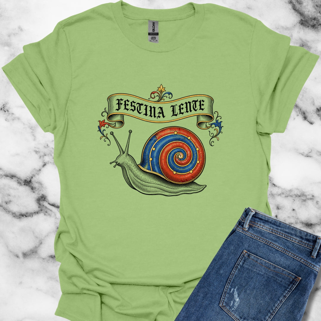 Hurry Slowly Snail Marginalia T-Shirt