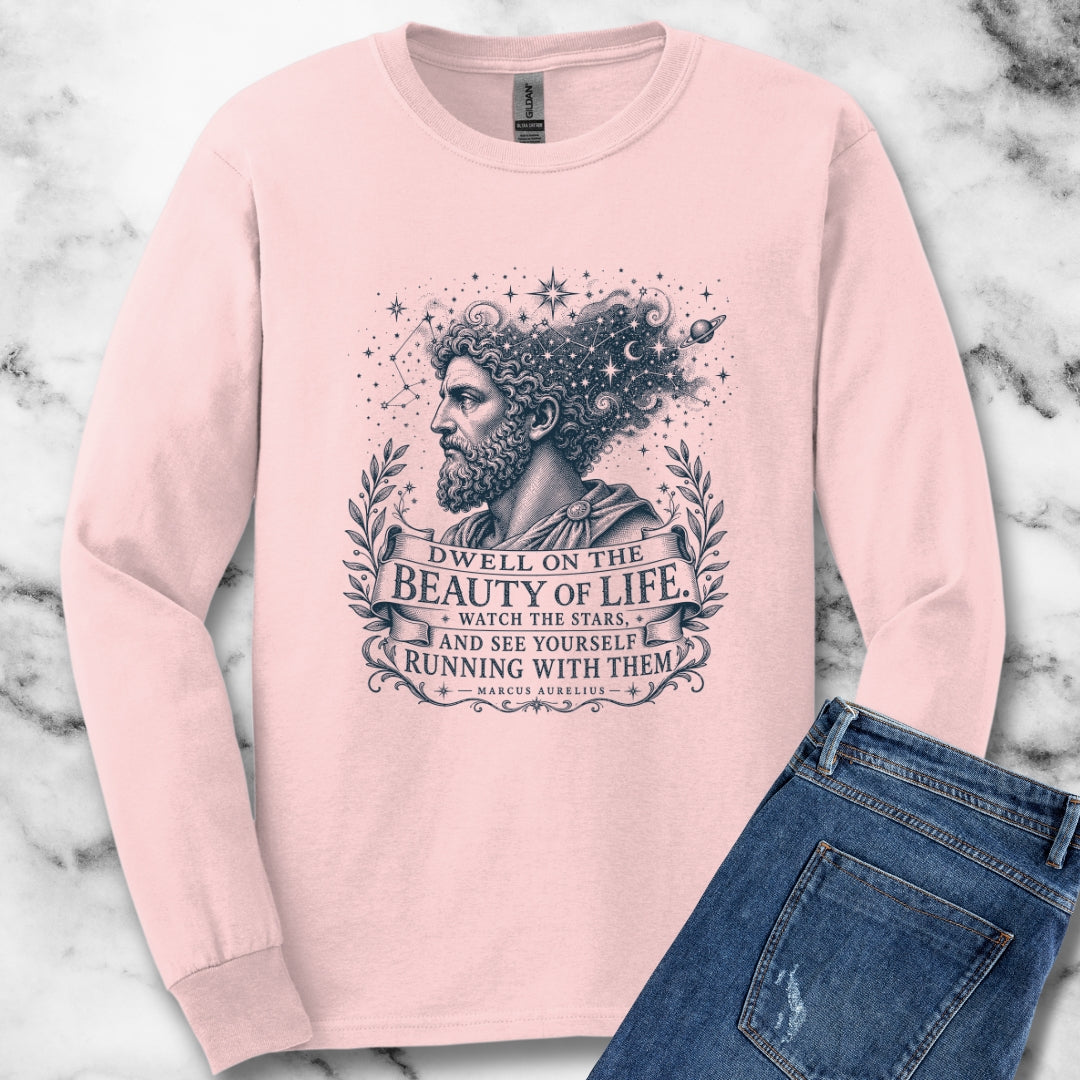 Running with the Stars Aurelius Quote Unisex Long Sleeve Tee