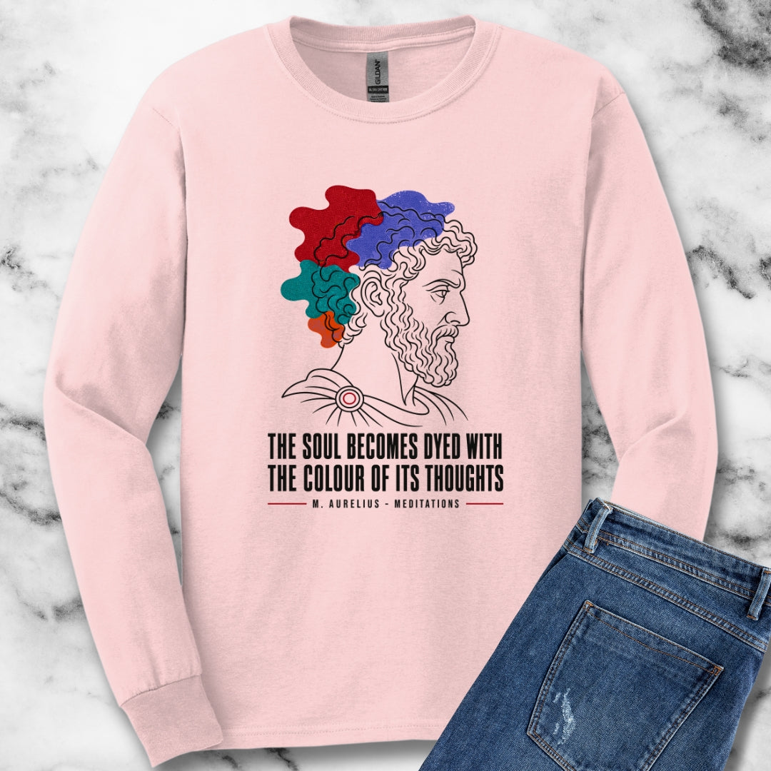 Soul Becomes Dyed Aurelius Quote Unisex Long Sleeve Tee