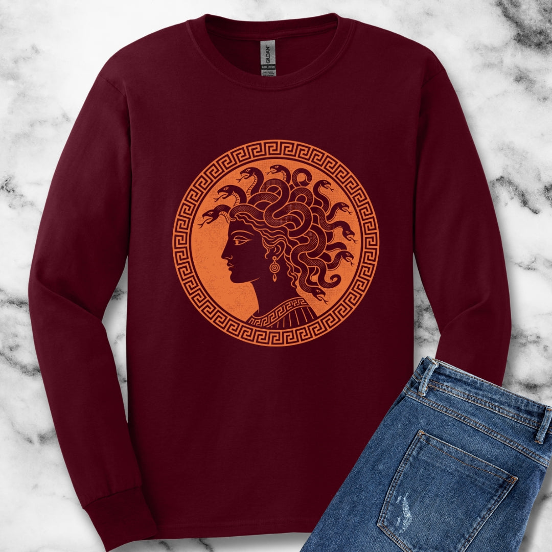 Medusa Ancient Pottery Style Unisex Long Sleeve Tee