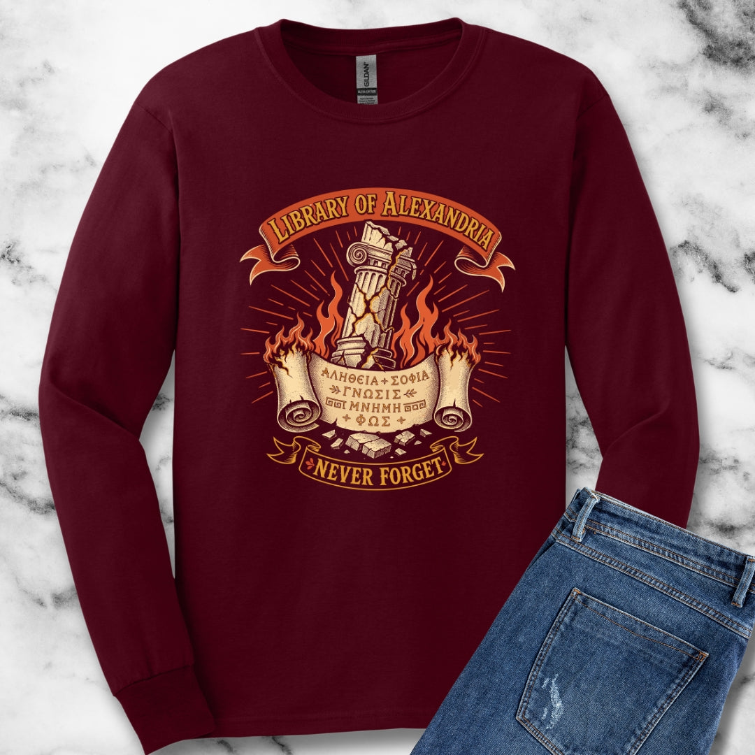 Library of Alexandria Never Forget Unisex Long Sleeve Tee