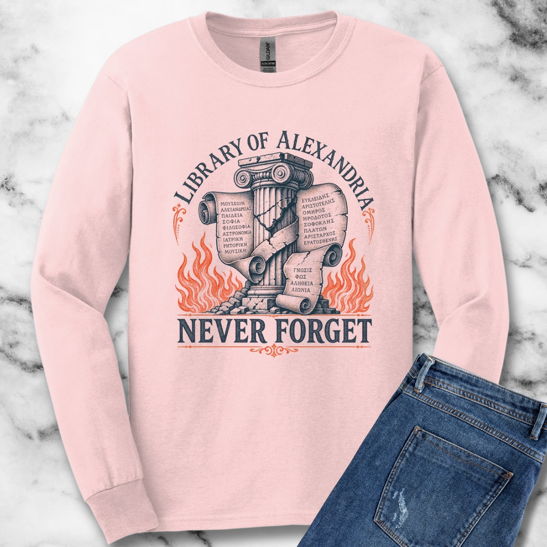 Never Forget Library of Alexandria Unisex Long Sleeve Tee