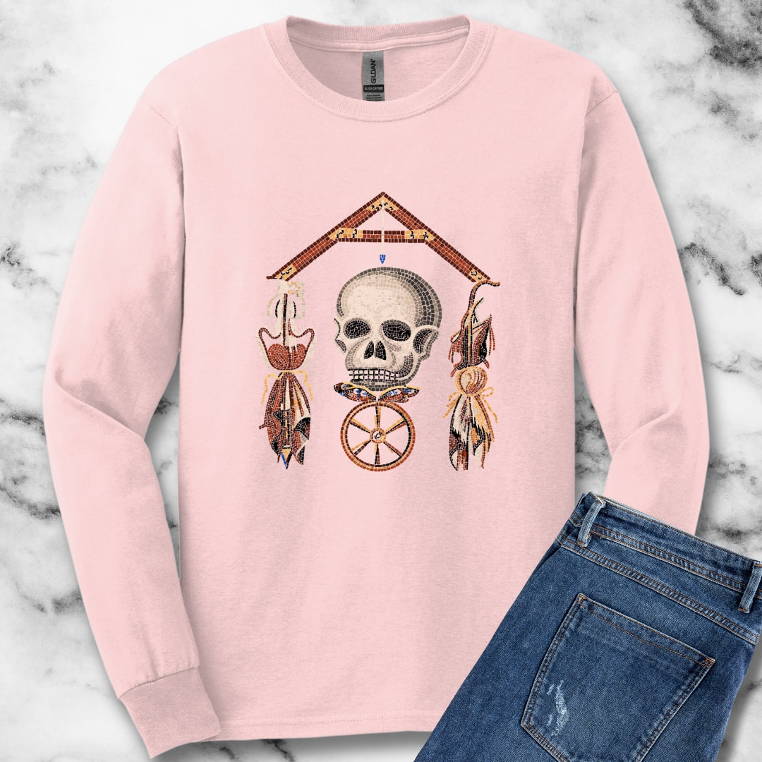 Pompeii Mosaic Mori Skull Unisex Long Sleeve Tee