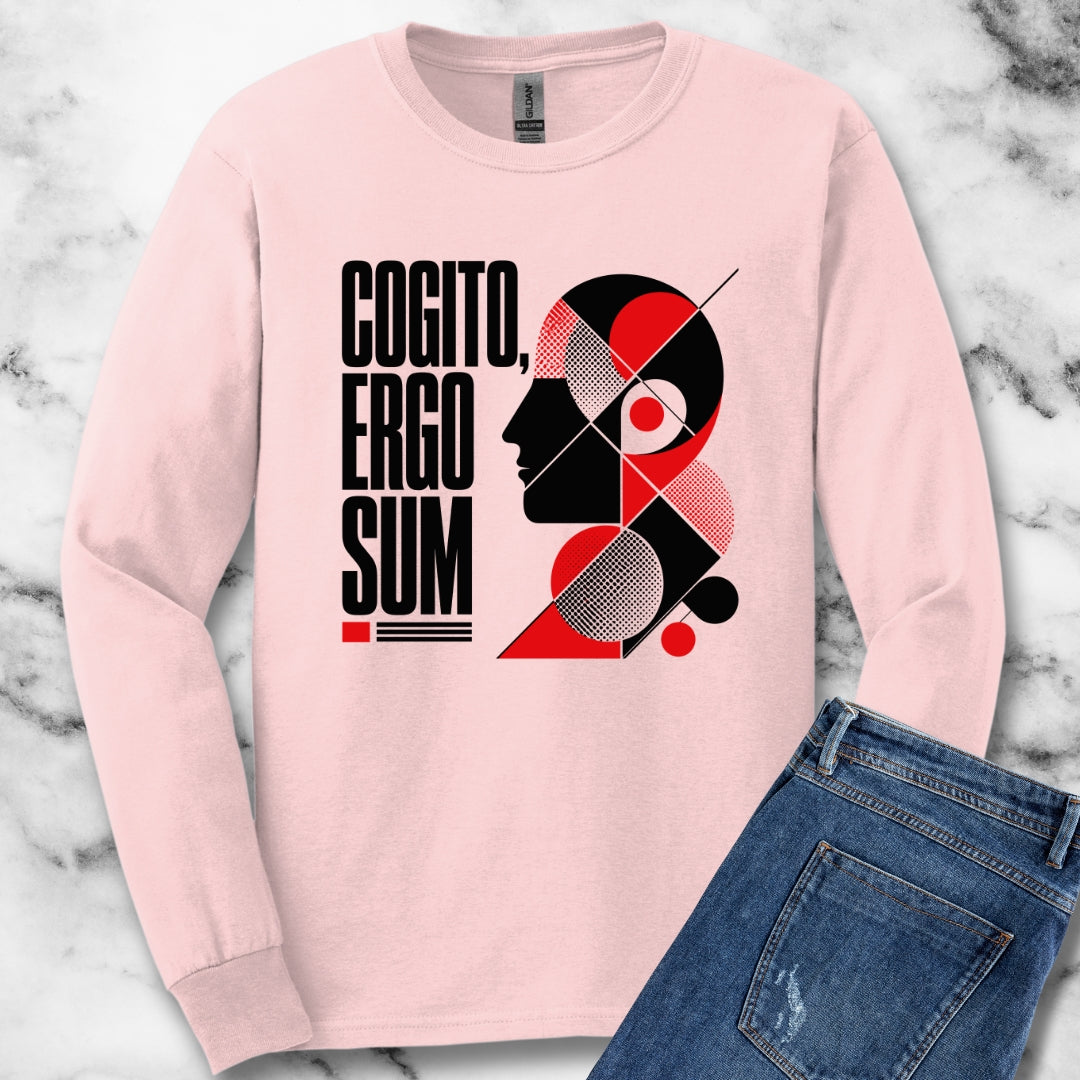 Cogito Ergo Sum Swiss Typography Unisex Long Sleeve Tee