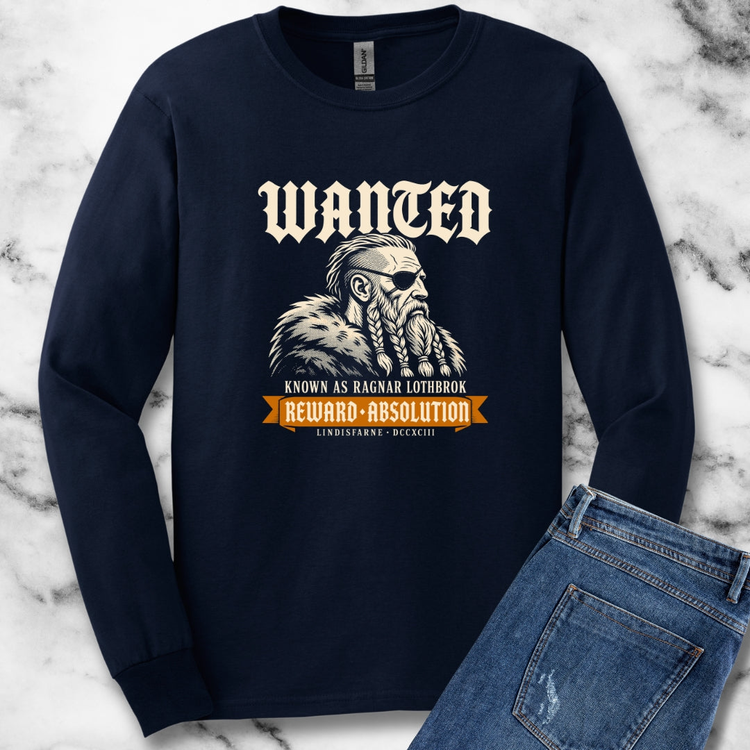 Wanted Ragnar Lothbrok Lindisfarne Unisex Long Sleeve Tee