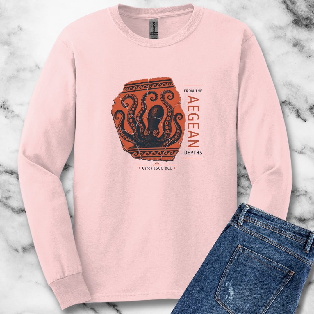 Minoan Octopus Pottery Sherd Unisex Long Sleeve Tee
