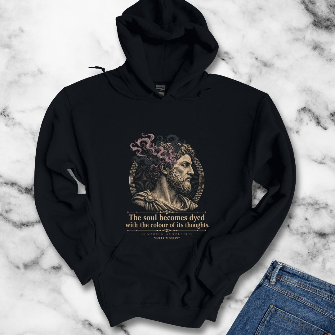 Aurelius Quote Soul Becomes Dyed Hoodie