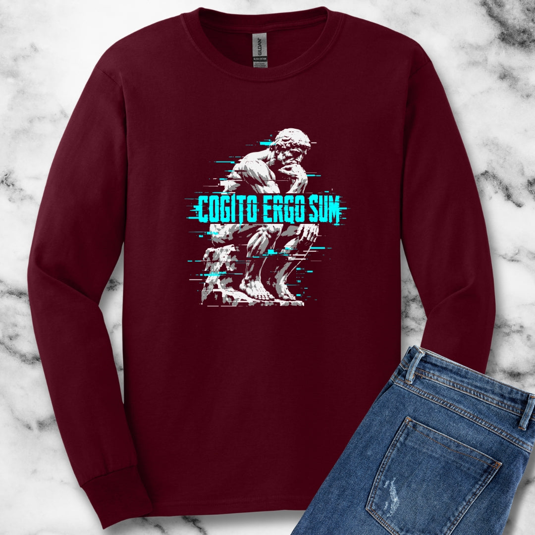 Cogito Ergo Sum Thinker Streetwear Style Unisex Long Sleeve Tee